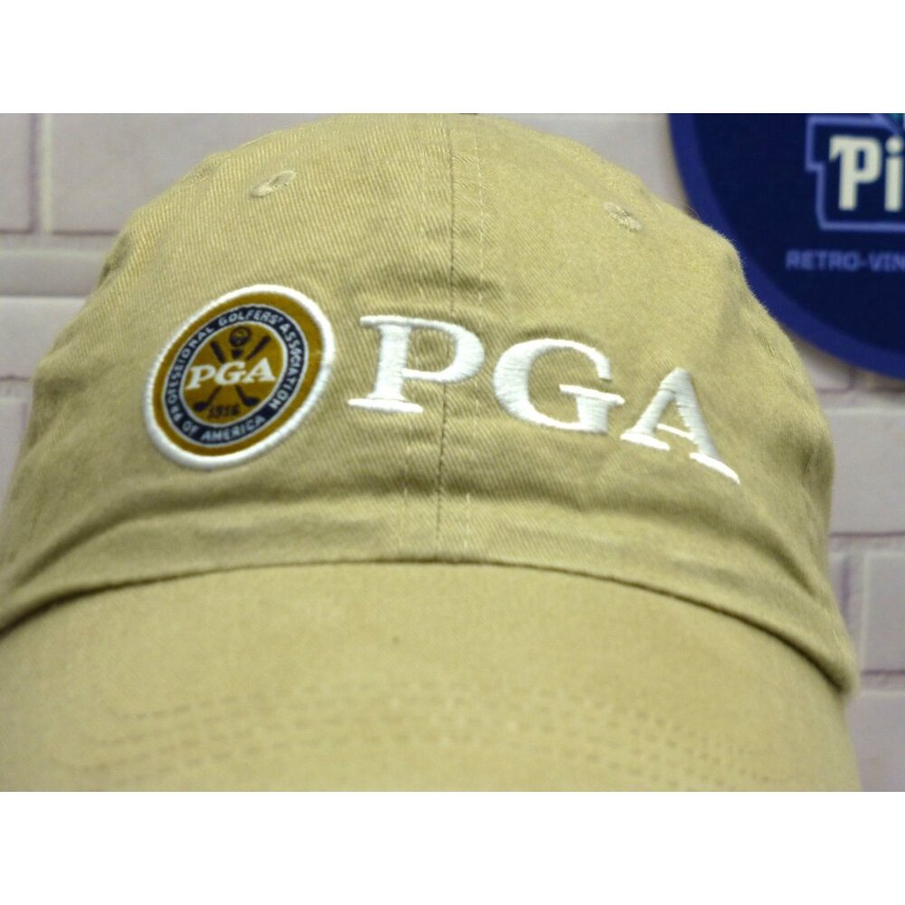 PGA Khaki Adjustable Golf Hat By Imperial Sports With Embroidered Logo - Picture 2 of 8